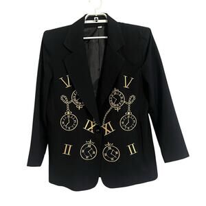 Vintage Embroidered Pocket Watch Roman Numeral Blazer